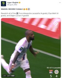  法甲金靴争夺白热化 拉卡泽特紧追姆巴佩  